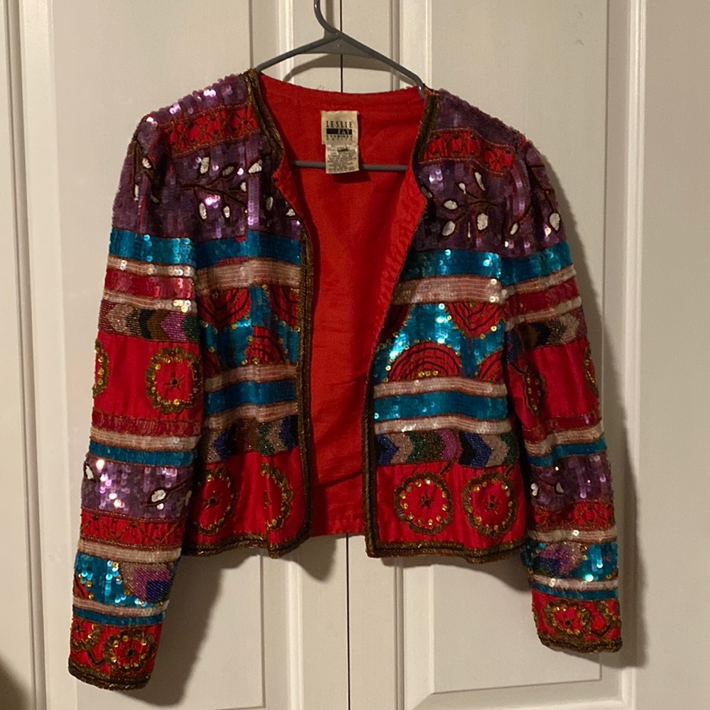 Fun Vintage Leslie Fay Beaded and Sequin Formal Jacket